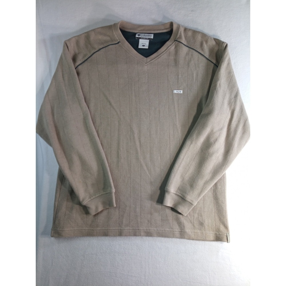 Columbia Mens Large Tan Long Sleeve Sweater Lightweight Pullover Outdoor Casual